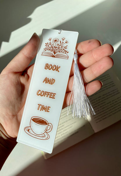 book & coffee- acrylic bookmark