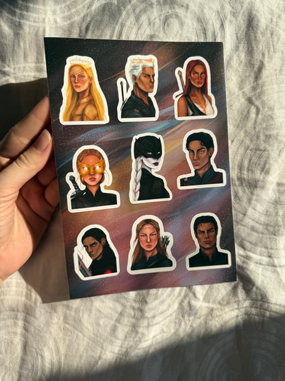 Characters from ACOTAR, ToG & CC - Sticker Sheet